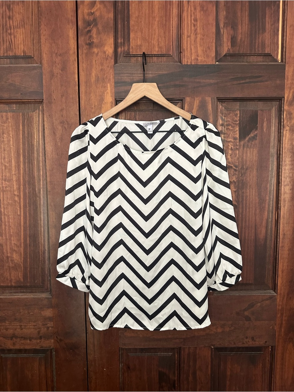 Chevron-Stripe Black & White Blouse - Women's